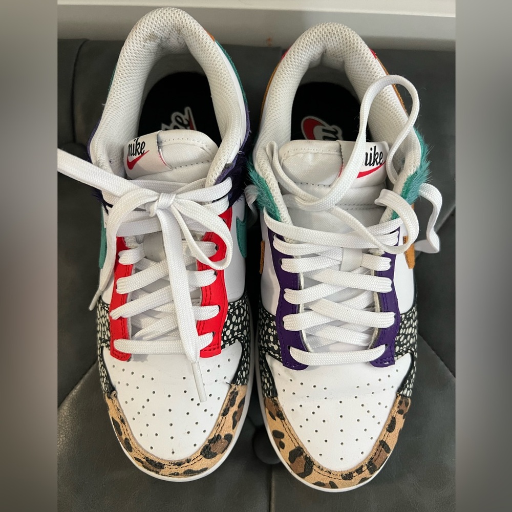 Nike White and Multicolor Animal Print Sneakers